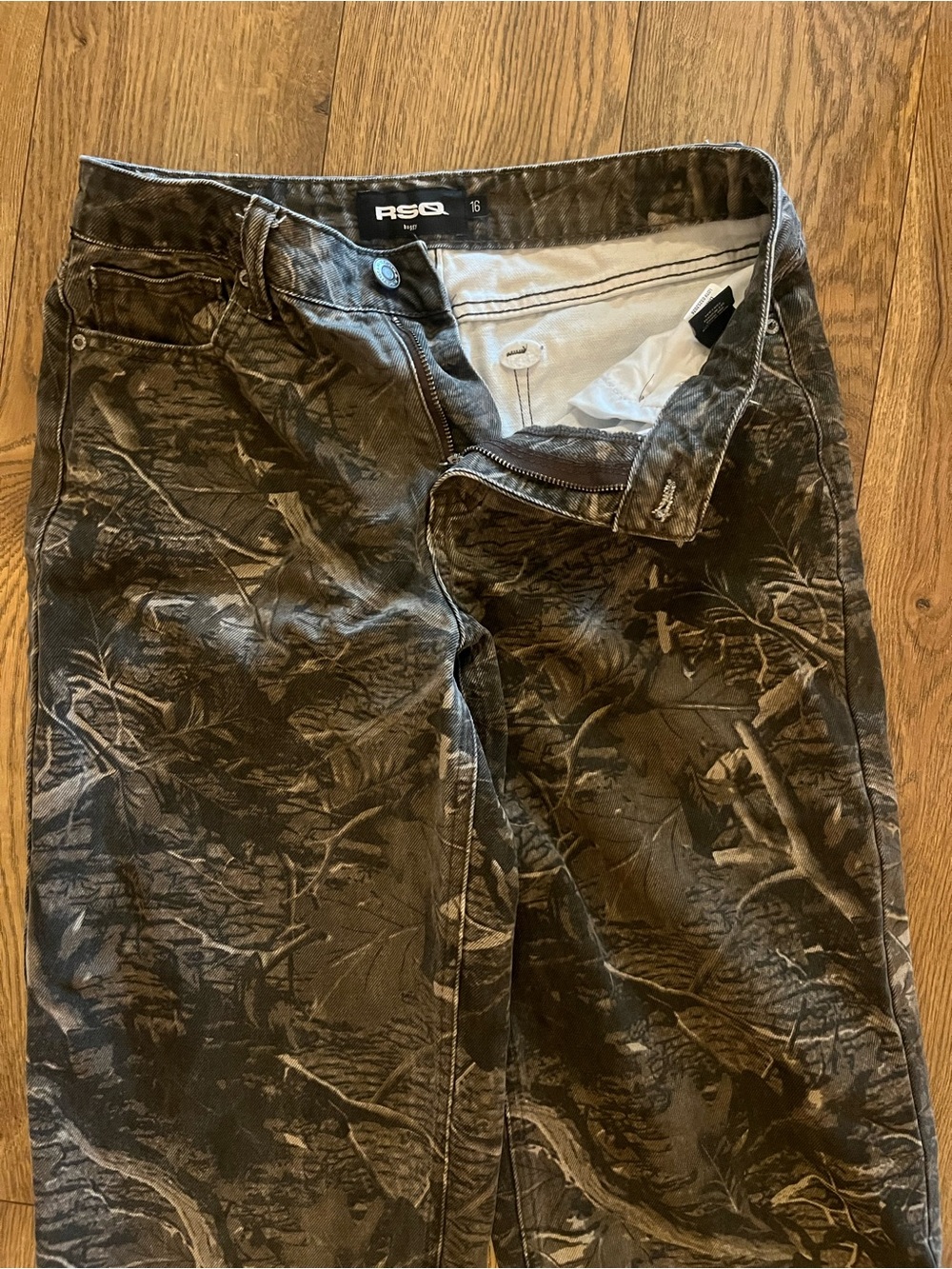 RSQ Men's Brown Camouflage Slim Straight Jeans